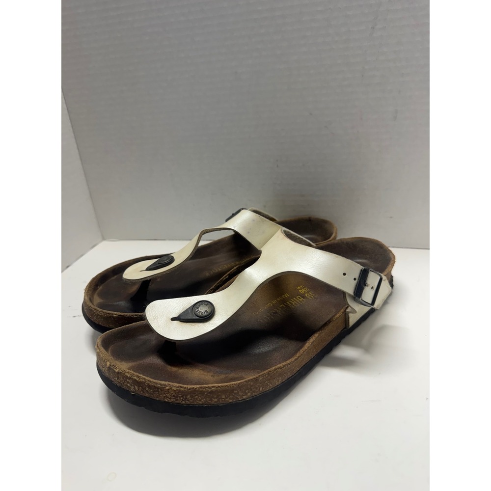 Birkenstock Gizeh White Birko-Flor Thong Sandals Size 39 Womens 8-8.5